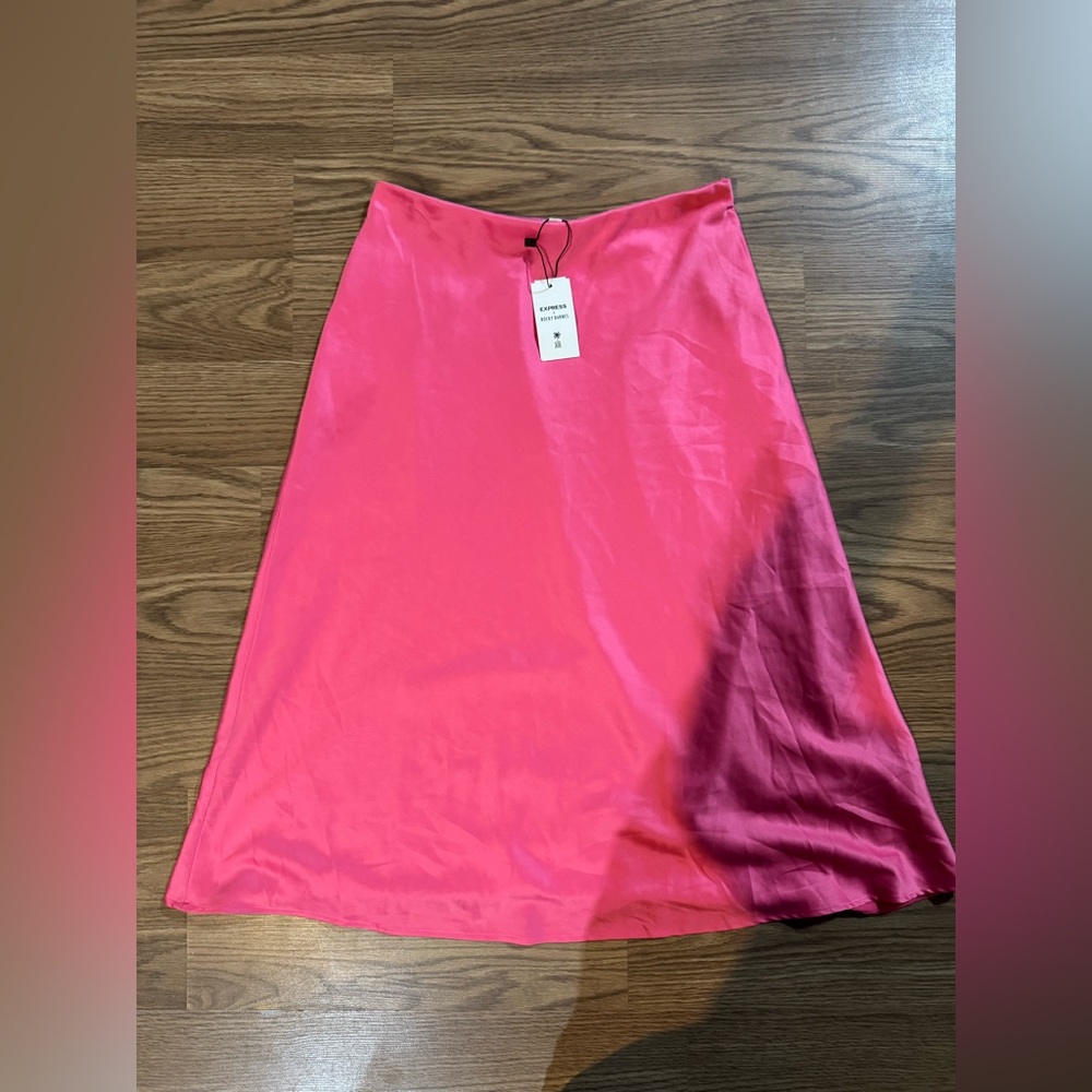 Express Vibrant Pink Midi Skirt